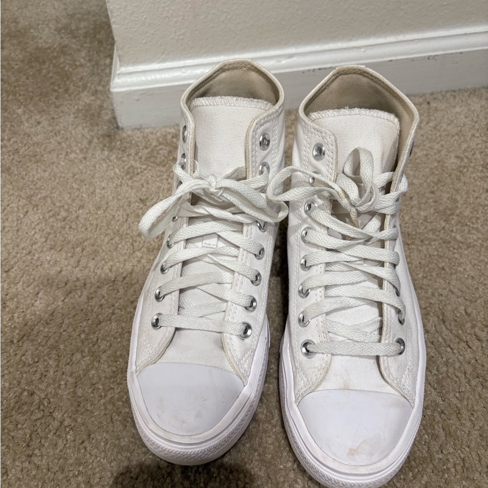 Converse White Platform High-Top Sneakers